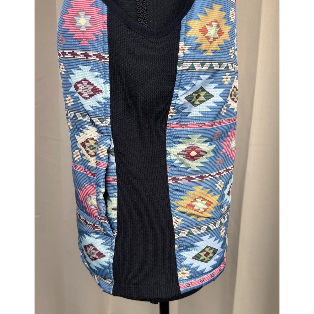 Boho Southwestern Aztec Puffer Vest Women S Westerncore Coastal Cowgirl‎ Blue - Picture 2 of 6